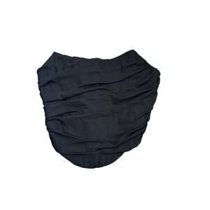 Womens Black Ruched Zipper Back Tube Top Corset Style Strapless Crop Top XS